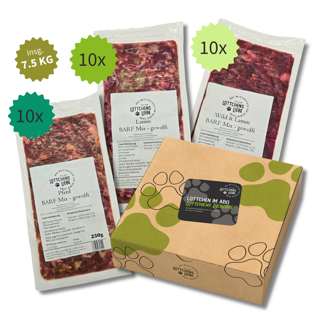 Lottchens Liebe BARF Probierpaket - Allergiker-Liebling, 7.5kg